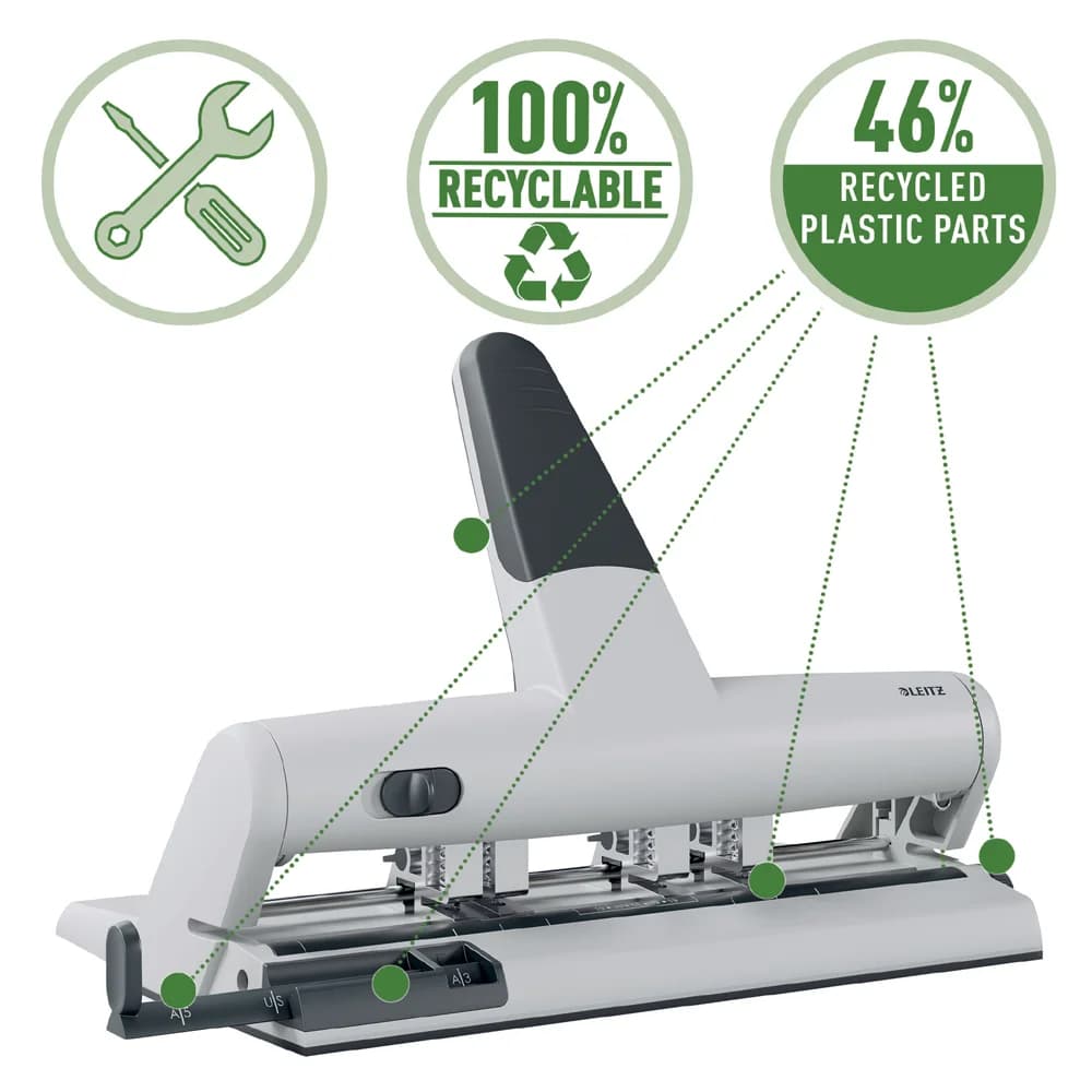 Leitz AKTO Variabler Mehrfachlocher 5114 Metall 30 Blatt Weiß