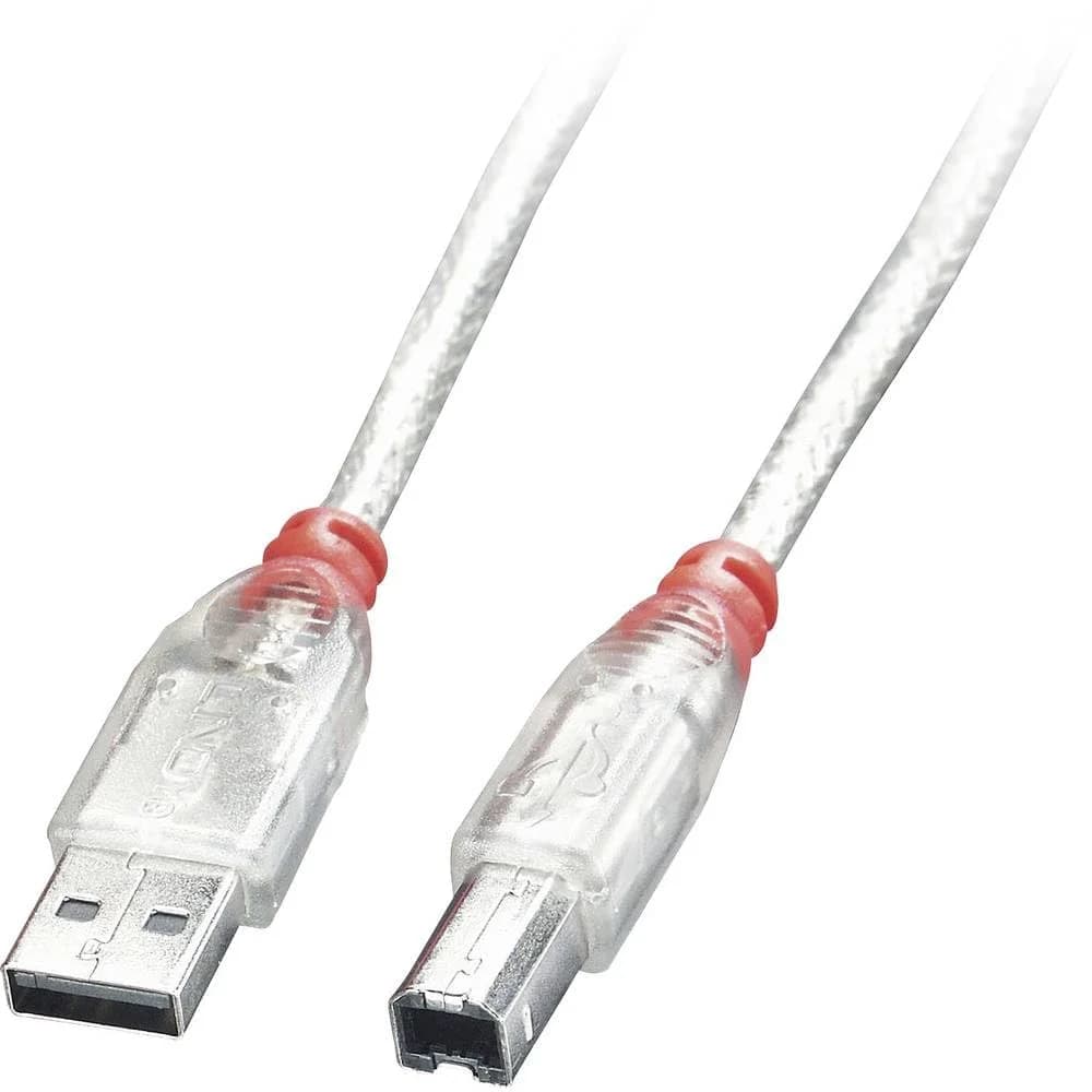 LINDY 0.5m USB 2.0 Typ A an B Kabel, transparent
