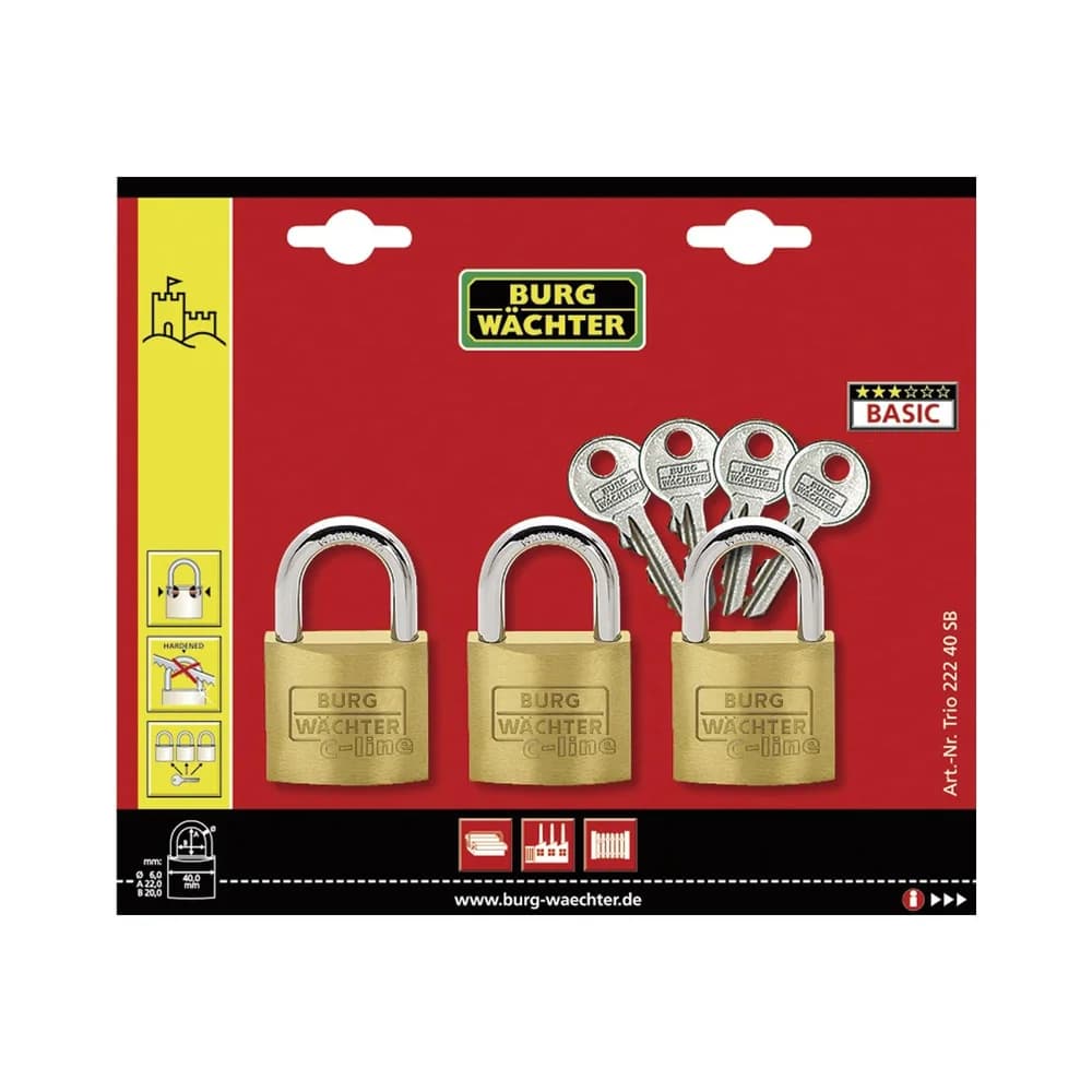Burg Wächter Vorhangschloss-Set Trio 222 40 SB