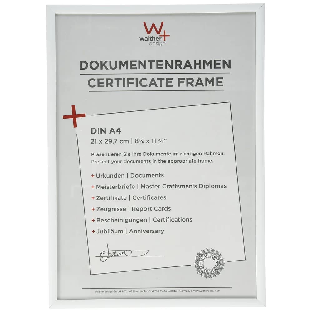 walther + design Lifestyle Kunststoff Bilderrahmen 21x29,7 cm (DIN A4) WEISS