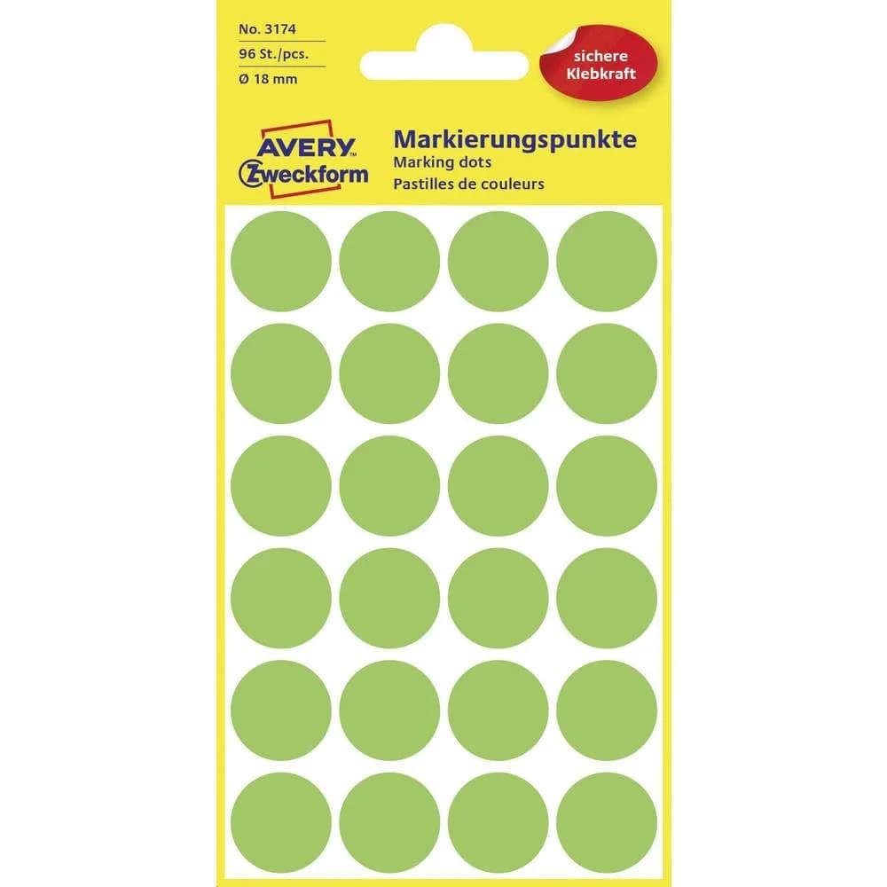 Avery Zweckform Markierungspunkt 3174 18mm leuchtgrün 96 St./Pack.