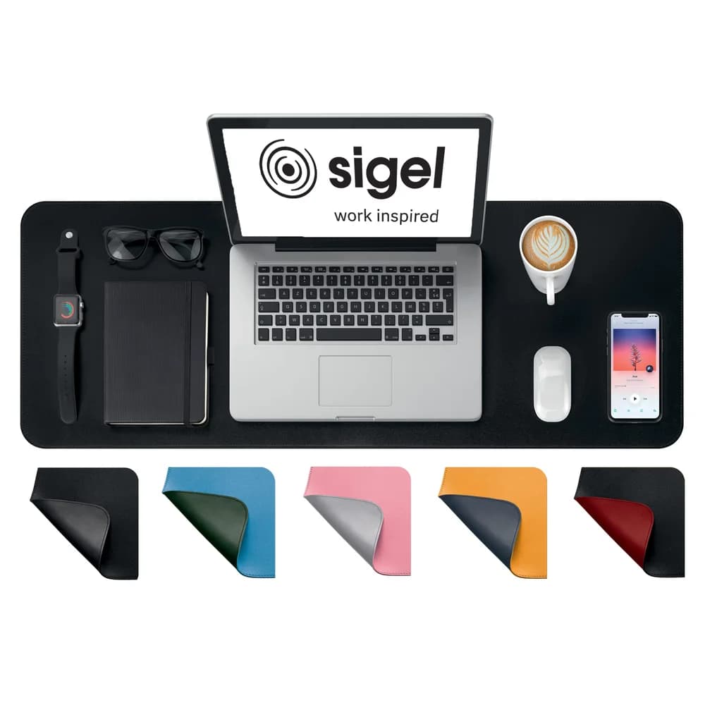 Sigel Schreibunterlage SA604 Lederimitat 80x30cm schwarz/schwarz