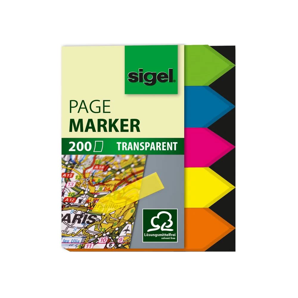 Sigel Haftnotizblock Haftmarker Pfeil 60x45mm VE=200 Blatt 5 Farben