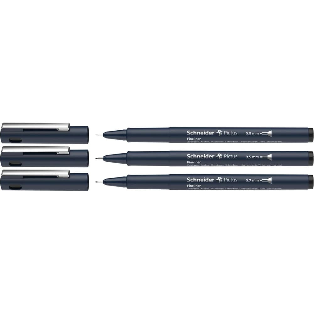 Schneider Fineliner Pictus, 3er-Etui, schwarz