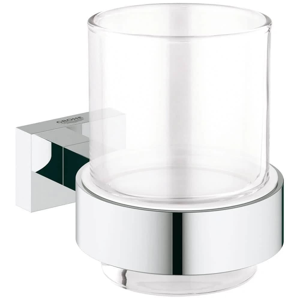 Grohe Essentials Cube Glashalter 40755001 chrom, Glas mit Halter