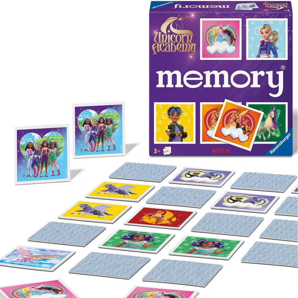 Ravensburger Spiel 64 Karten Kinderspiel Kartenlegespiel memory Unicorn Academy 24778
