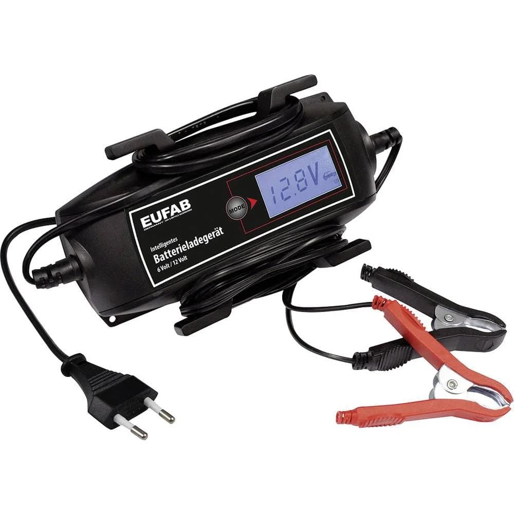 APA Int. Batterieladegerät 6/12V 4A mit Kabelaufroller