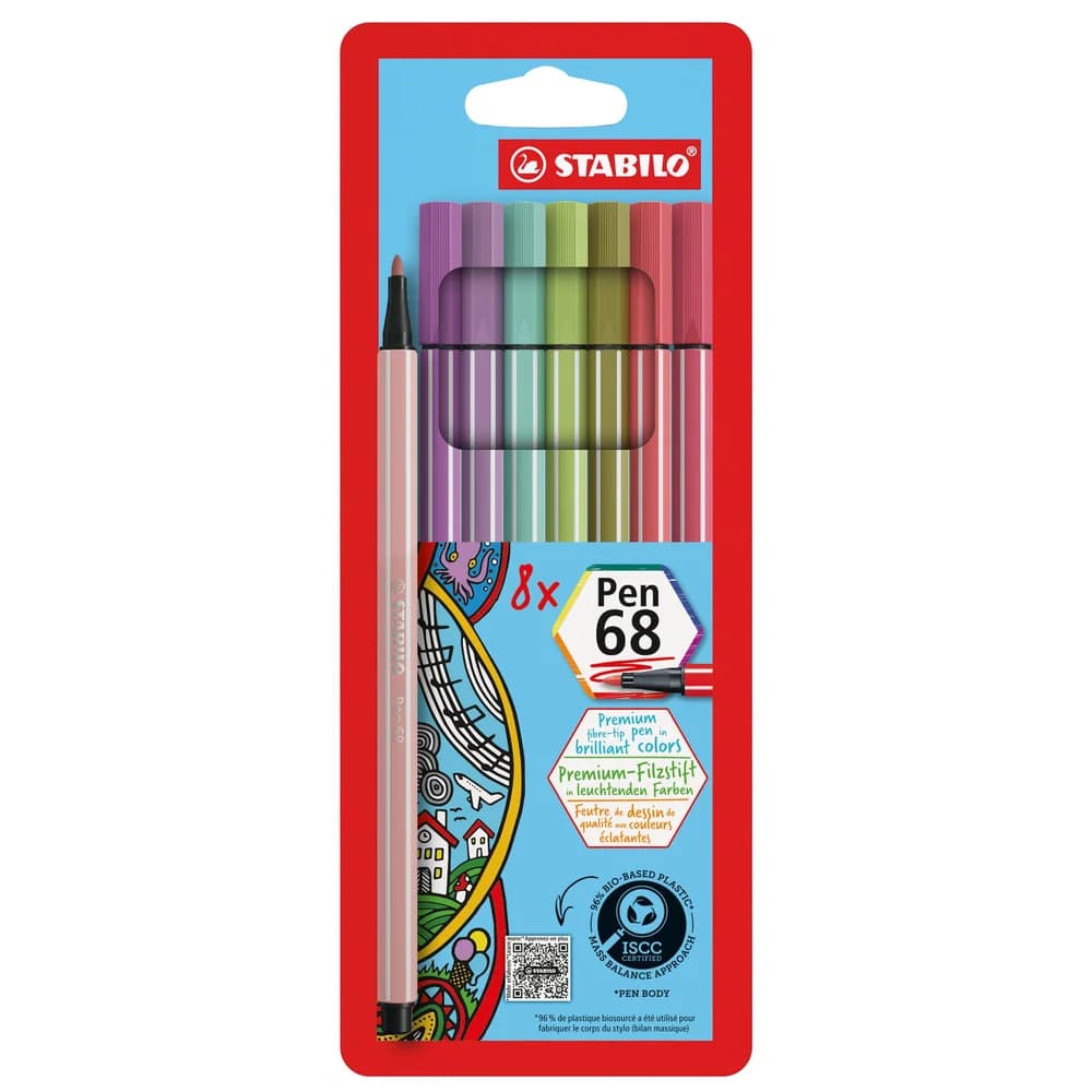 STABILO® 68/8-02 Pen 68 Premium-Filzstift Pastell - 8er Kunststoffetui sortiert