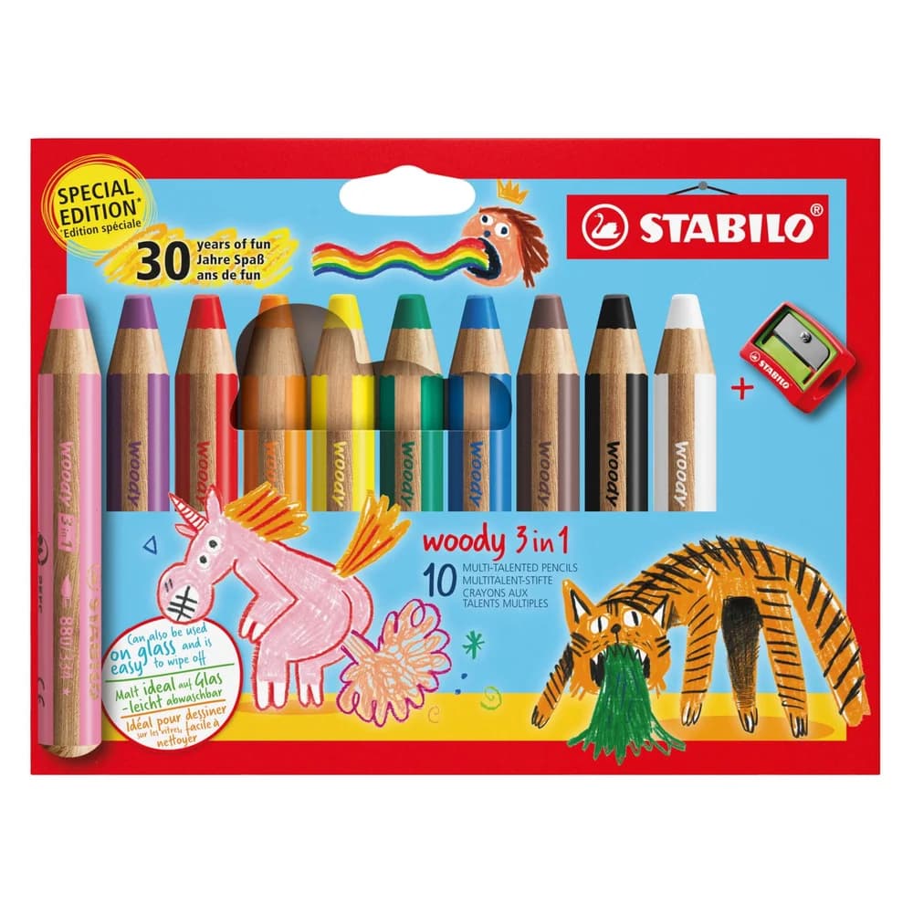 STABILO Buntstift STABILO Buntstifte woody 3in1 30 Jahre Spaß 10 Stück