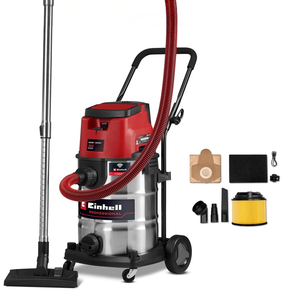Einhell Power X-Change Akku-Nass-Trockensauger TP-VC 36/30 S Auto-Solo - Grau/Rot