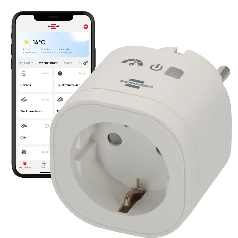 brennenstuhl®Connect WiFi Steckdose mit Energiemessung weiß IP2