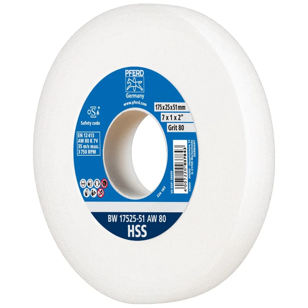 PFERD TOOLS Schleifbockscheibe Ø 175x25 mm Bohrung-Ø 51 mm A80 zum Schärfen von HSS-Bohrern