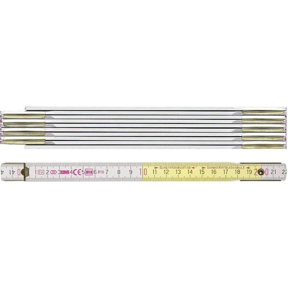BMI Gliedermaßstab 9802 L.2m B.16mm mm/cm EG III Buche weiß-gelb