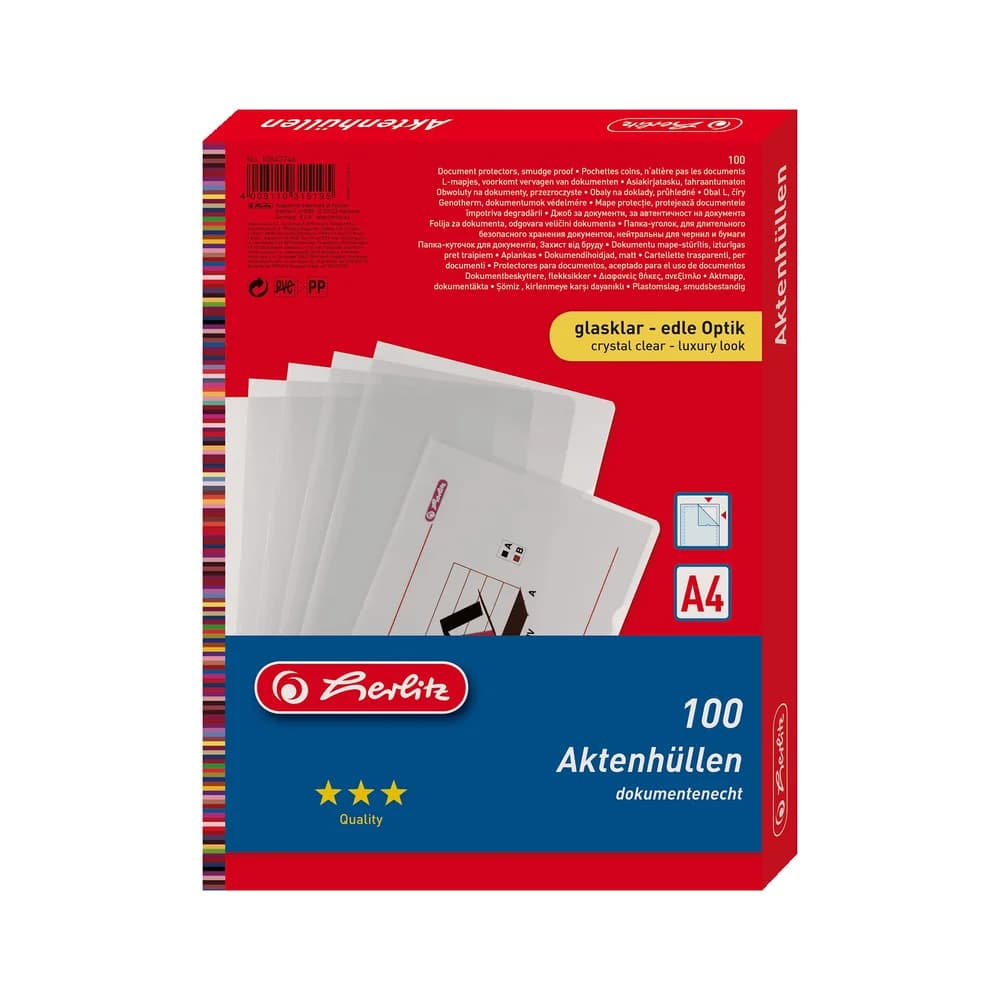 herlitz Sichthüllen A4 glasklar VE=100 Stück