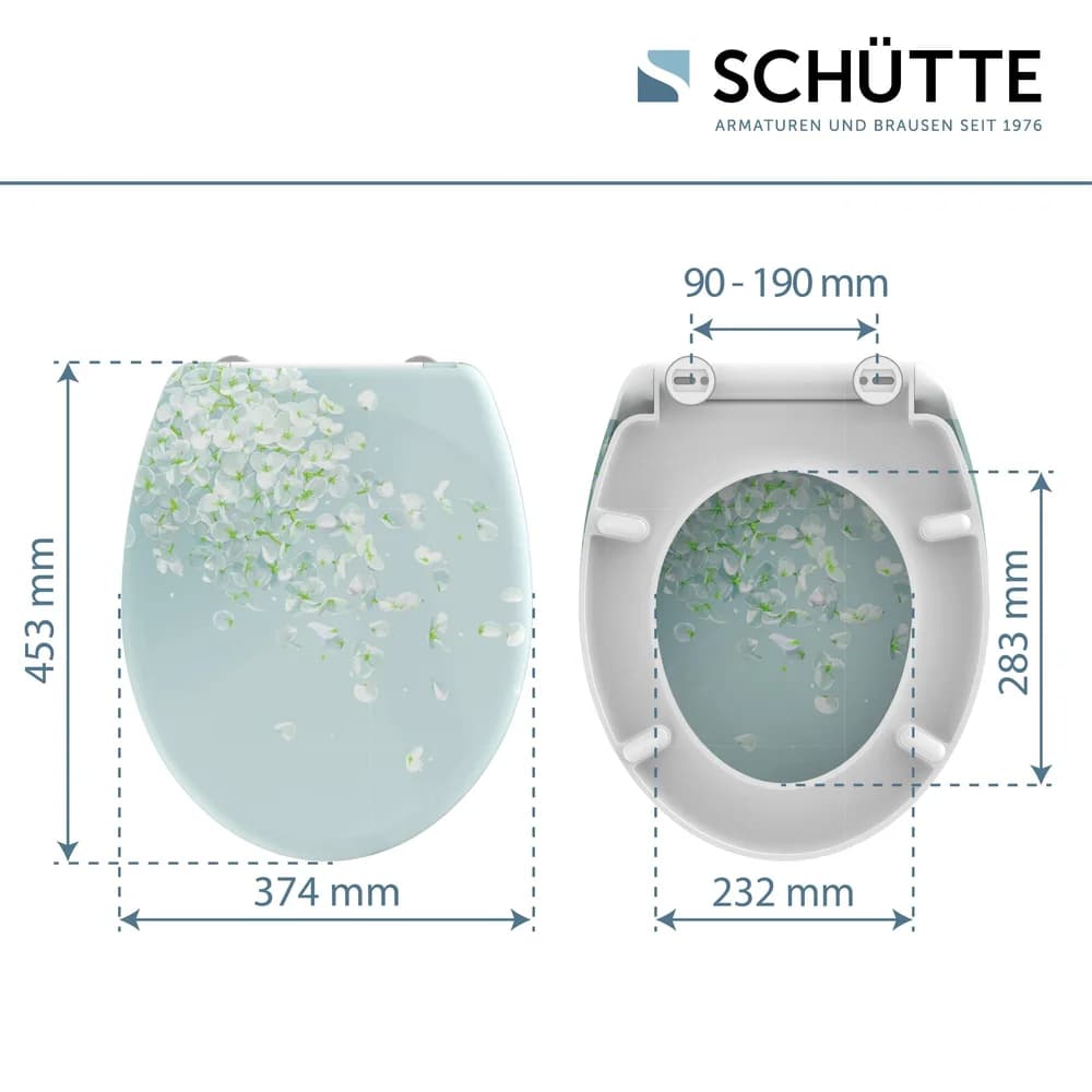 Schütte Duroplast WC Sitz FLOWER IN THE WIND, mit Absenkautomatik & Schnellverschluss
