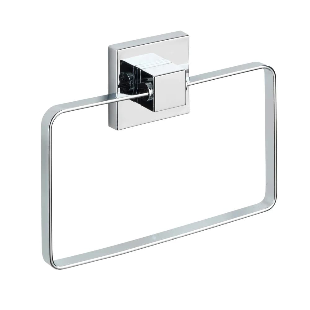 WENKO Handtuchring Vacuum-Loc Quadro, Befestigen ohne bohren silberfarben