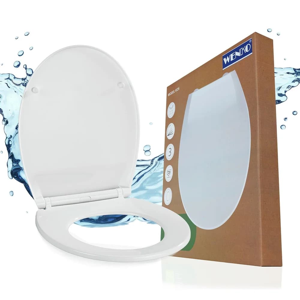 WENKO WC Sitz Mod. Kos Weiß, Toilettendeckel mit Absenkautomatik