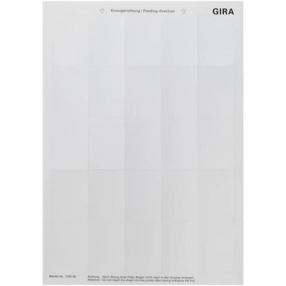 Gira Beschriftungsbogen 109000