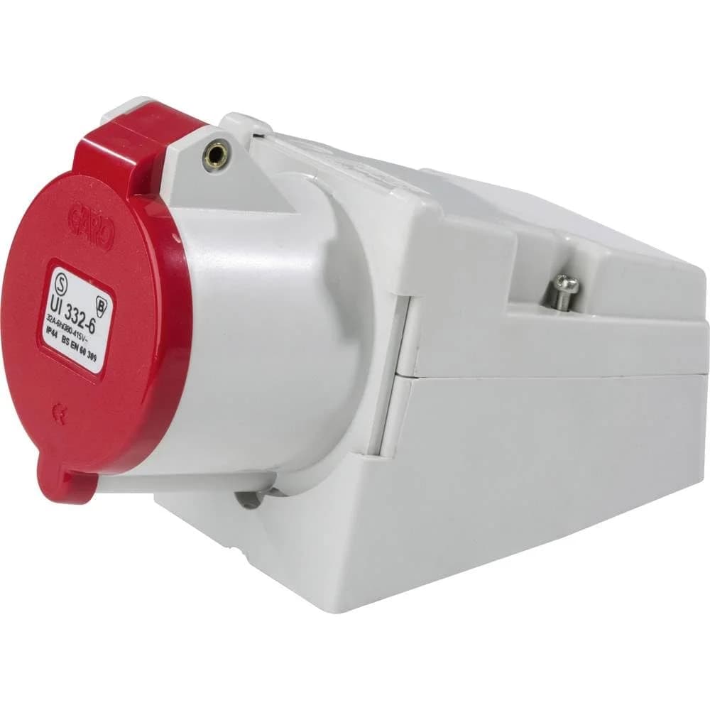 as-Schwabe CEE-Wandsteckdose Grau/Rot Schraubanschluss 400V 16A 4-polig IP44 - Schwarz