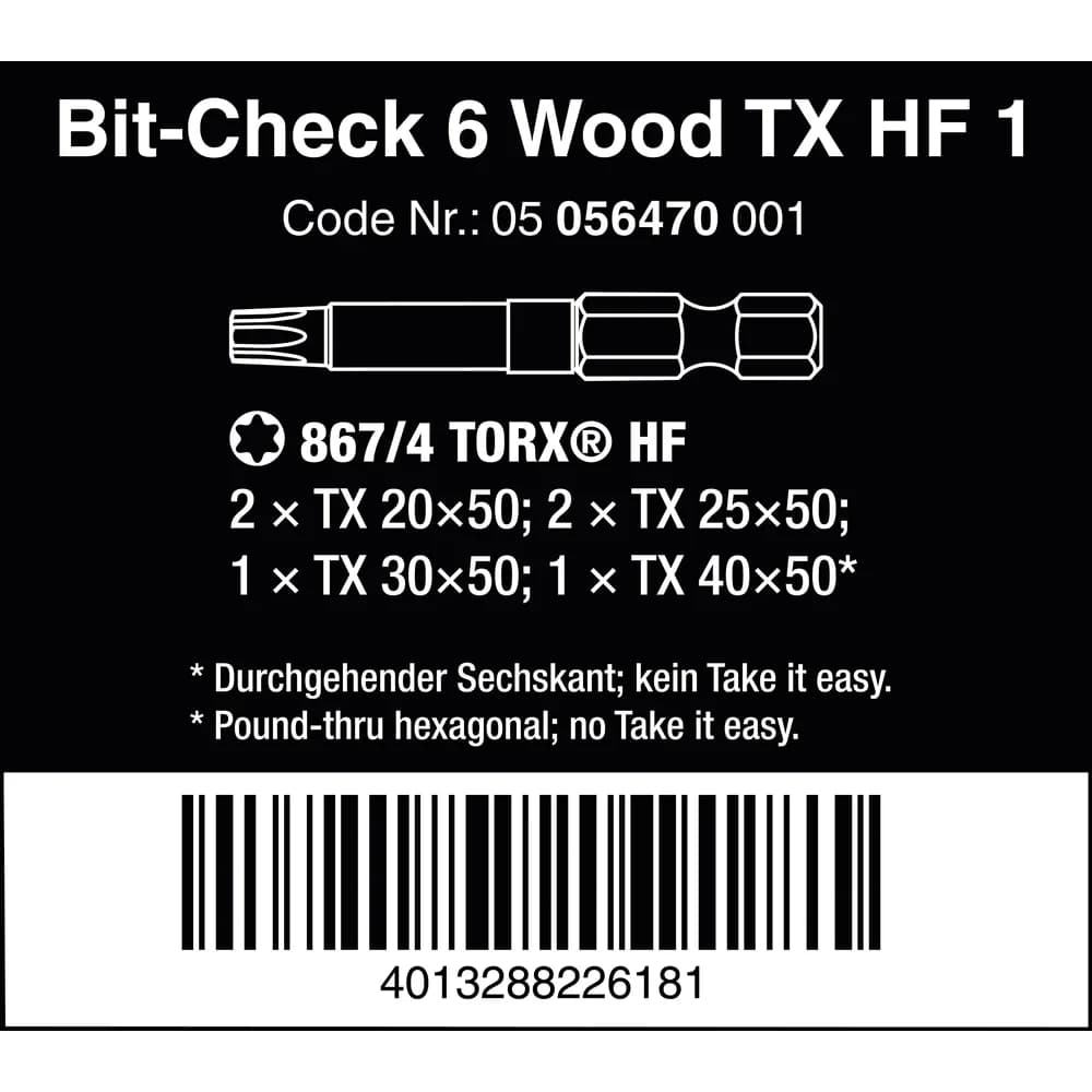 Wera Werk Bit-Check 6 Wood 05056470001