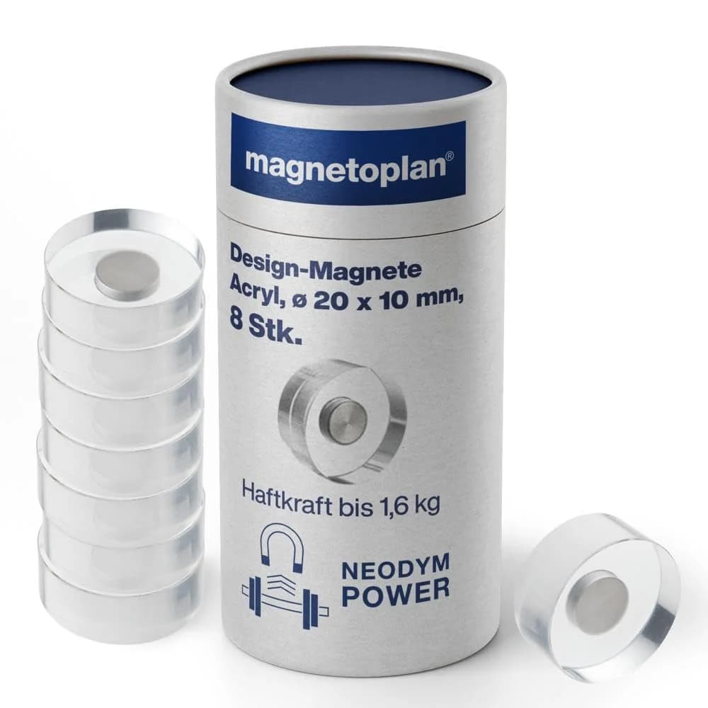 Magnetoplan Design-Magnete, Acryl, 20 mm 8 Stück