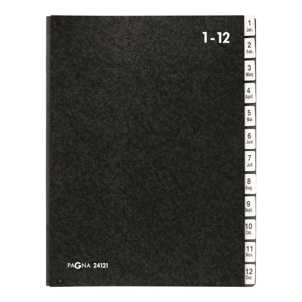 Pagna Pultordner Jan.-Dez. / 1-12 schwarz, 26.5x34 cm