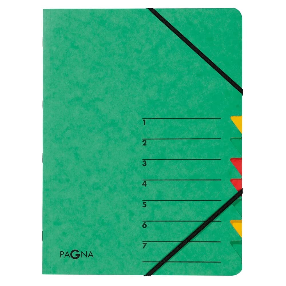 PAGNA Organisationsmappe Standard, Ordnungsmappe mit 7 Fächern, A4 grün