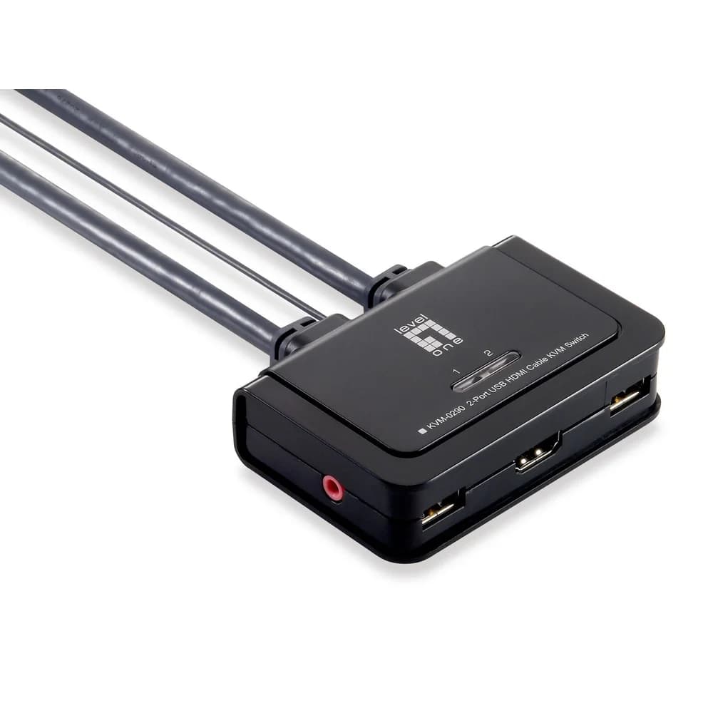 LevelOne 2-Port-Kabel-KVM-Switch, HDMI, USB