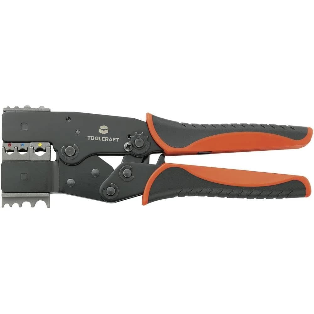 TOOLCRAFT 2-i-1 818644 Crimpzange Isolierte Flachstecker, Kabelschuhe, Stoßverbinder
