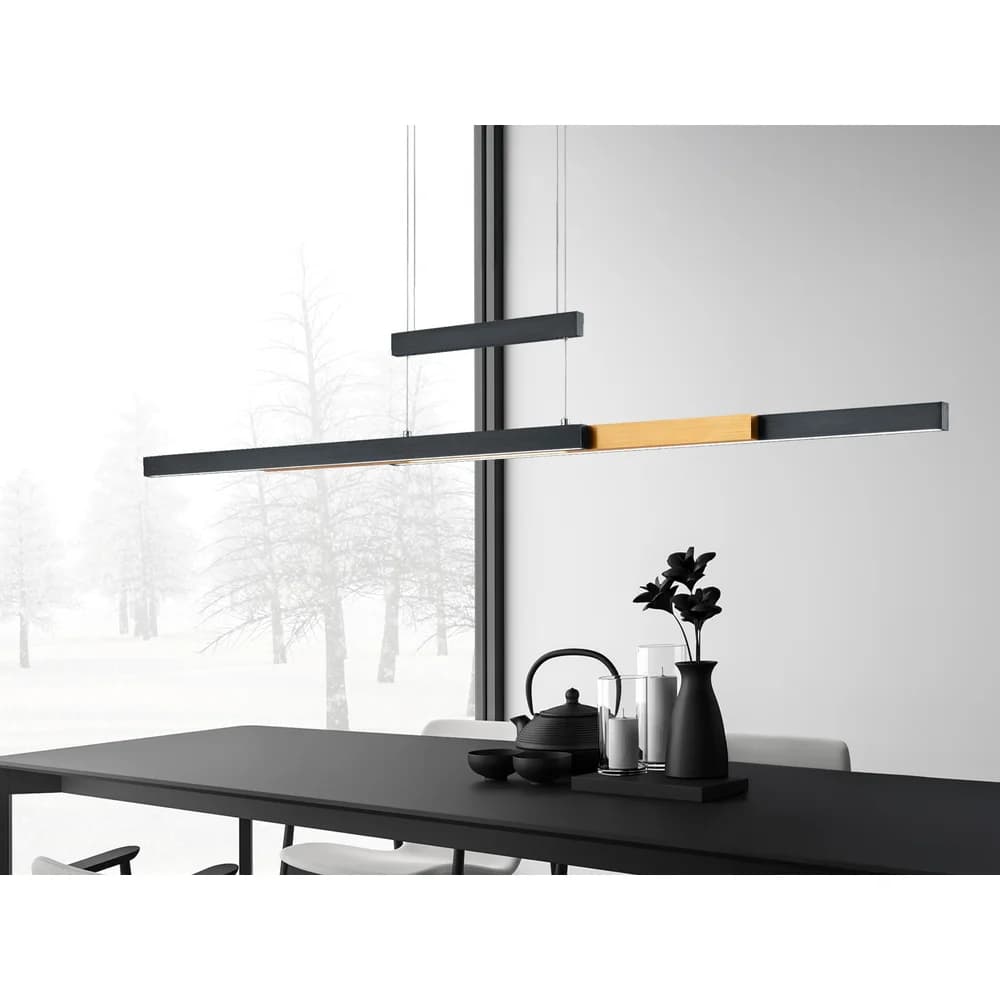 Trio LED-Pendelleuchte schwarz mit Up & Down Ligh ¦ Maße (cm): B: 150 H: 150
