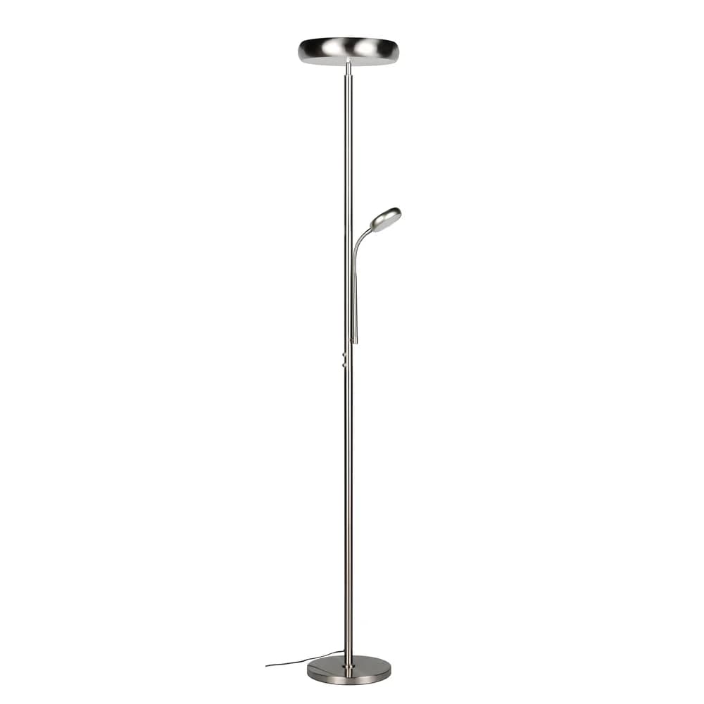 LED Stehlampe Standleuchte Bürolampe Nickel matt dimmbar Fernbedienung H 183 cm