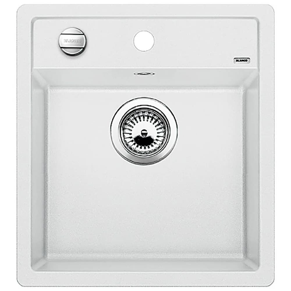 Blanco Spüle 517169 45,5 x 50 cm, PuraDur weiß, Ablauffernbedienung mit Drehbetätigung