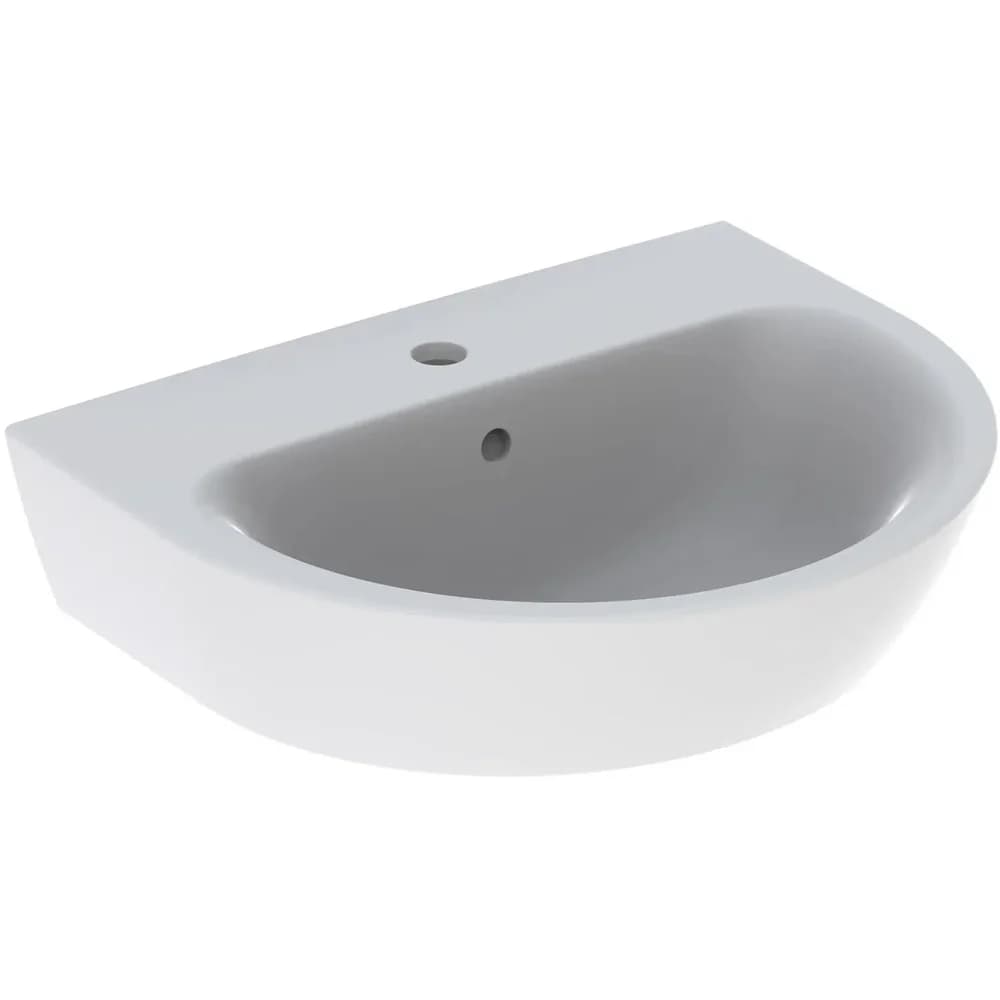Geberit Renova Waschtisch, 55x45cm m. Hl. mittig, m. Ül., weiß