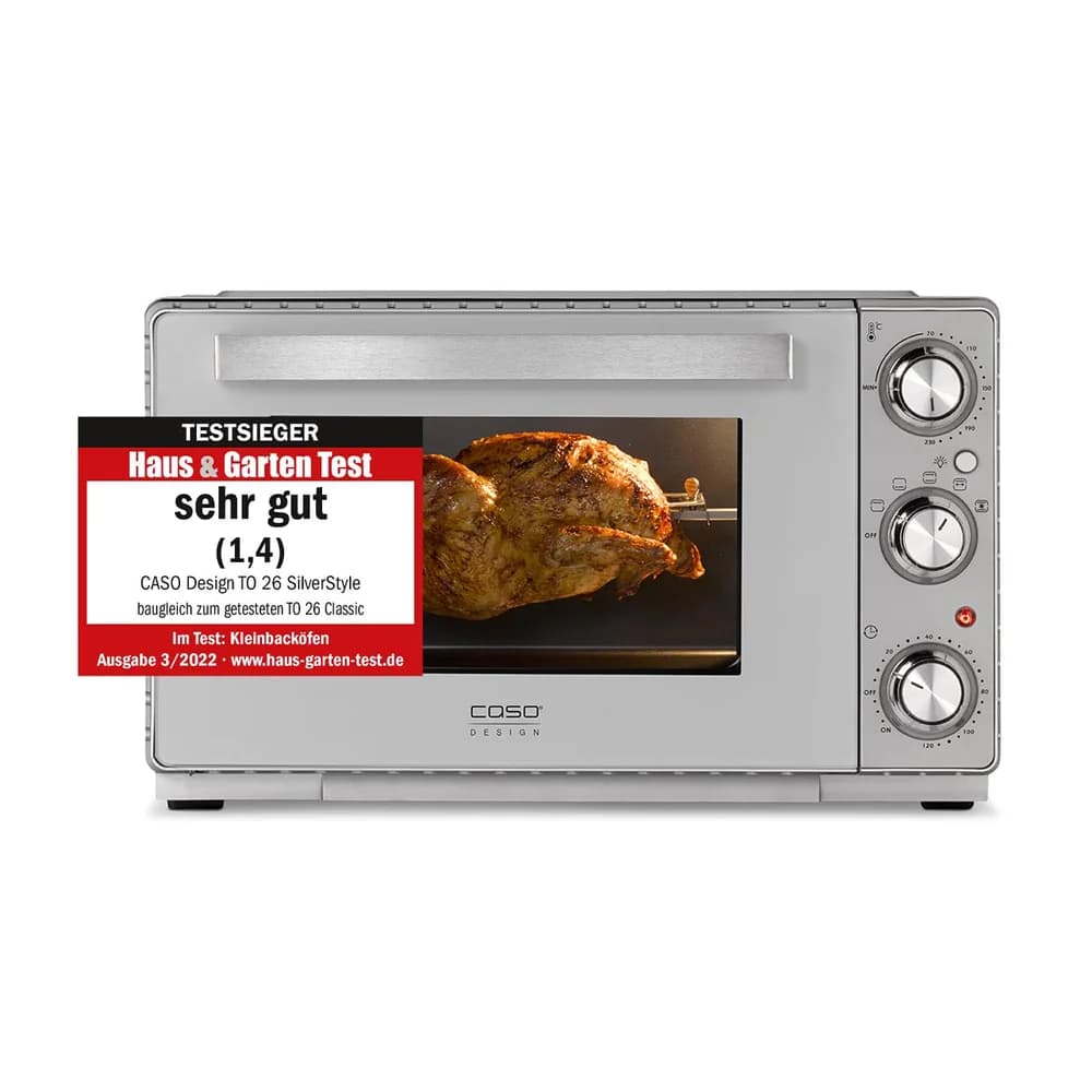 Caso Design-Minibackofen TO26 SilverStyle inkl. Pizzastein
