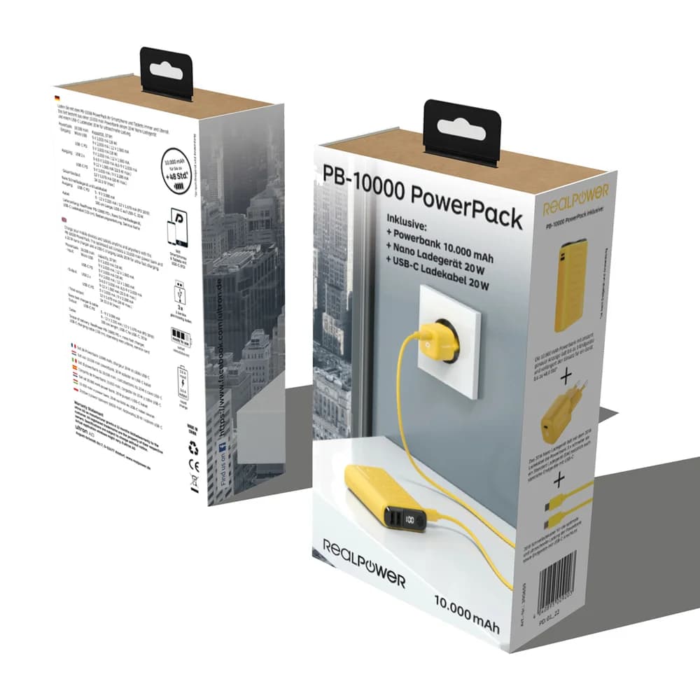 ULTRON Powerbank RealPower PB-10000 Power Pack gelb