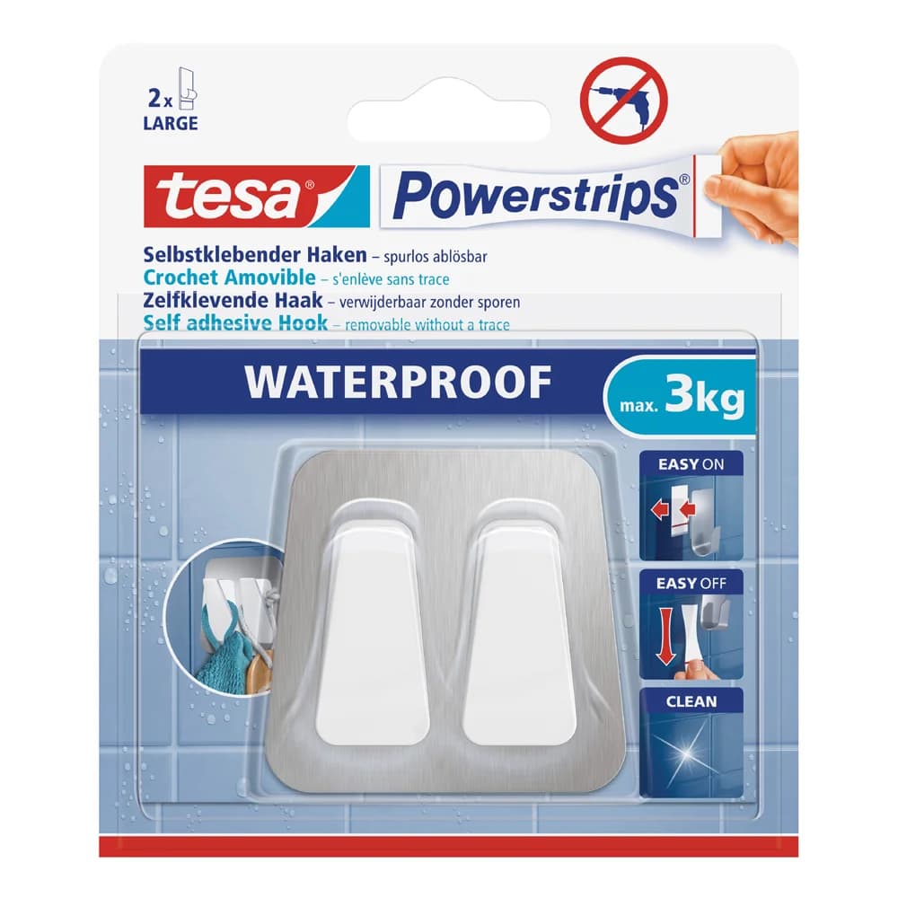 TESA 59785-00000-00 Handtuchhalter & -ring Handtuchhaken Drinnen Edelstahl, Weiß