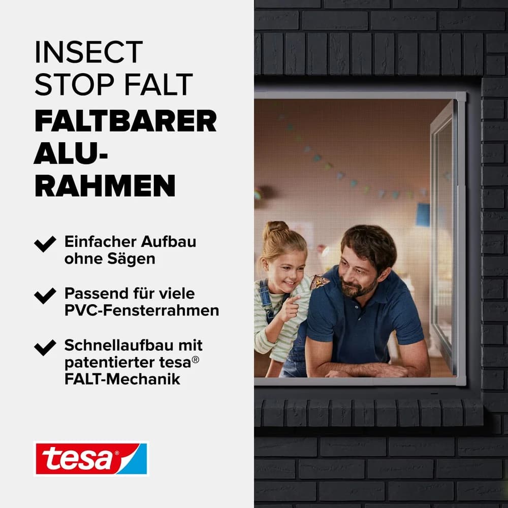 TESA 55214-00001-00 Fensterscheibe Vorgerahmtes Siebgewebe