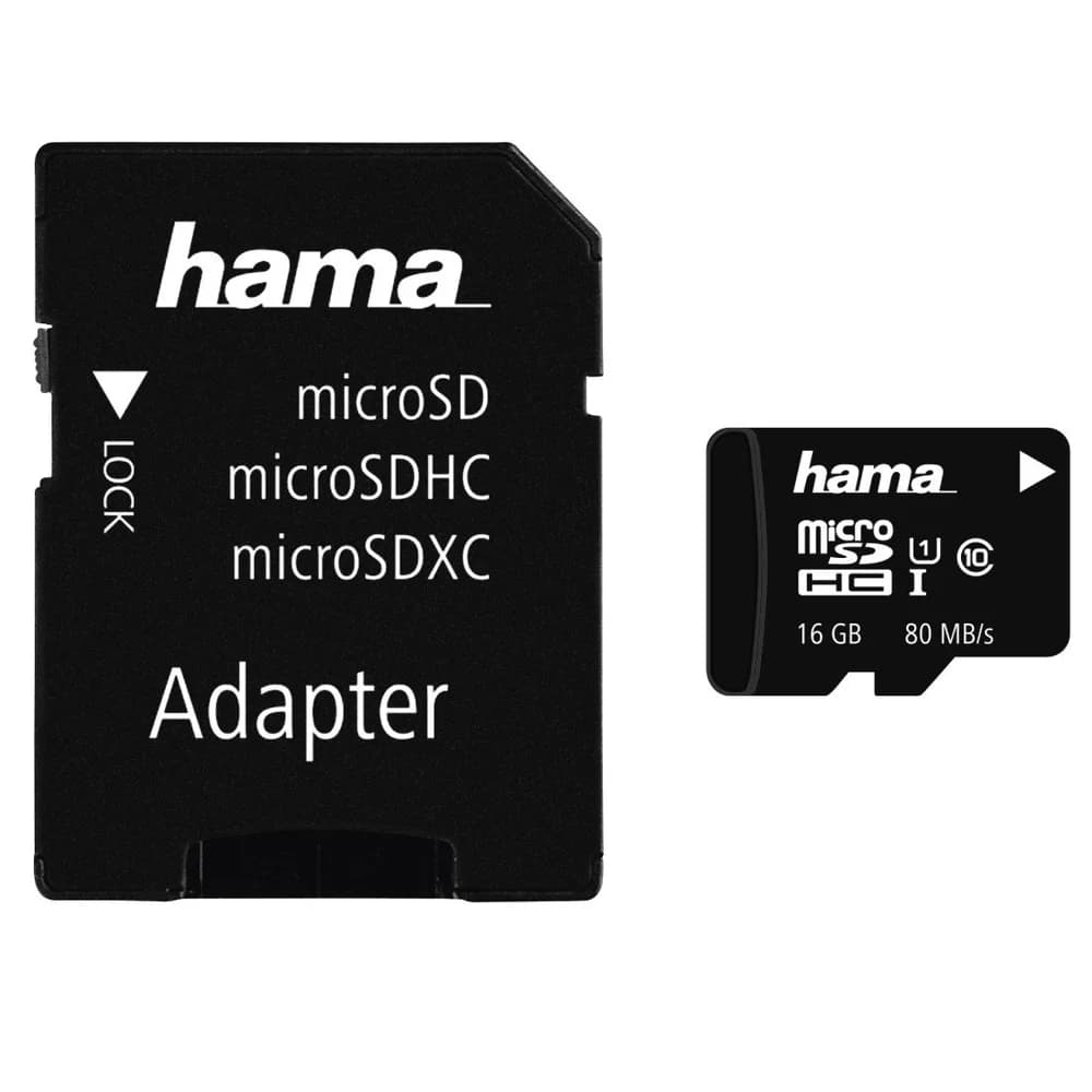 Hama 16GB microSDHC Karte 80MB/s Class 10 + SD-Adapter