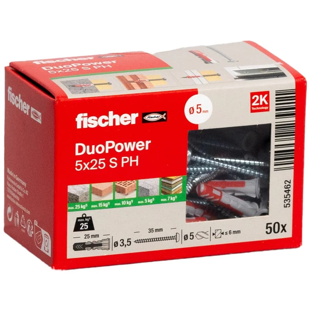 fischer Dübel DuoPower 5x25 S PH LD