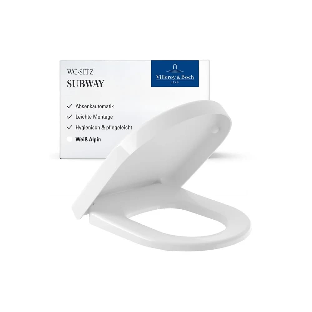 Villeroy & Boch Subway WC-Sitz mit Softclose, Badkeramik, 9M55S101, weiß alpin