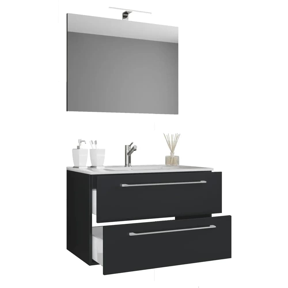 VCM Badmöbel Waschtisch Badinos Schwarz H. 92 x B. 60 x T. 46 cm