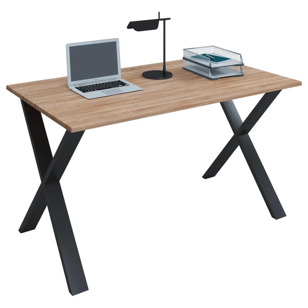 VCM Schreibtisch "Lona" 110x80 X-Fußgestell Sonoma-Eiche/Schwarz