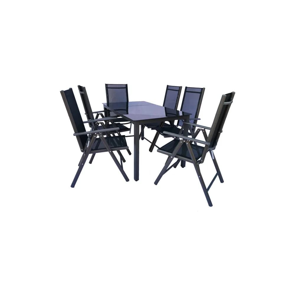 VCM Gartenmöbel-Set Miami Anthrazit H. 76 x B. 140 x T. 80 cm