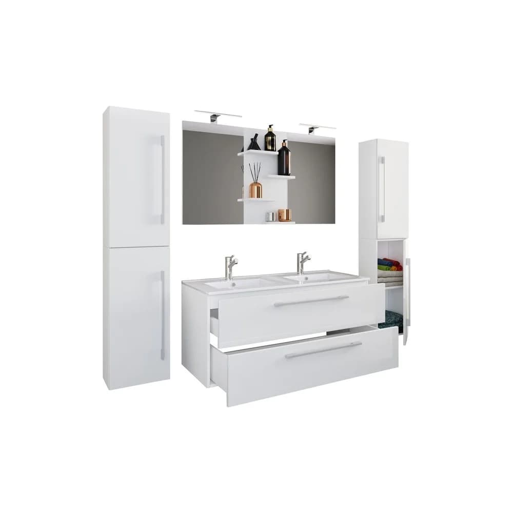 VCM Badmöbel Waschtisch Budasi Weiß H. 150 x B. 177 x T. 46 cm