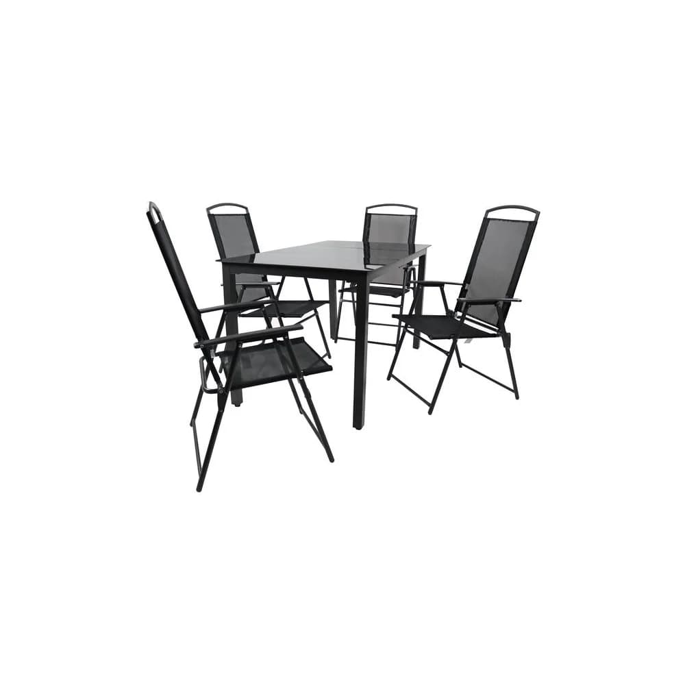 VCM Gartenmöbel-Set Garlos Schwarz H. 105 x B. 140 x T. 80 cm