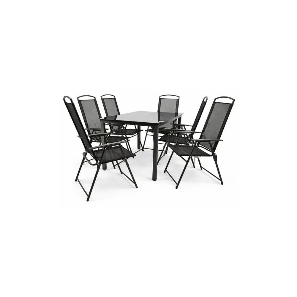 VCM Gartenmöbel-Set Garlos Schwarz H. 105 x B. 140 x T. 80 cm