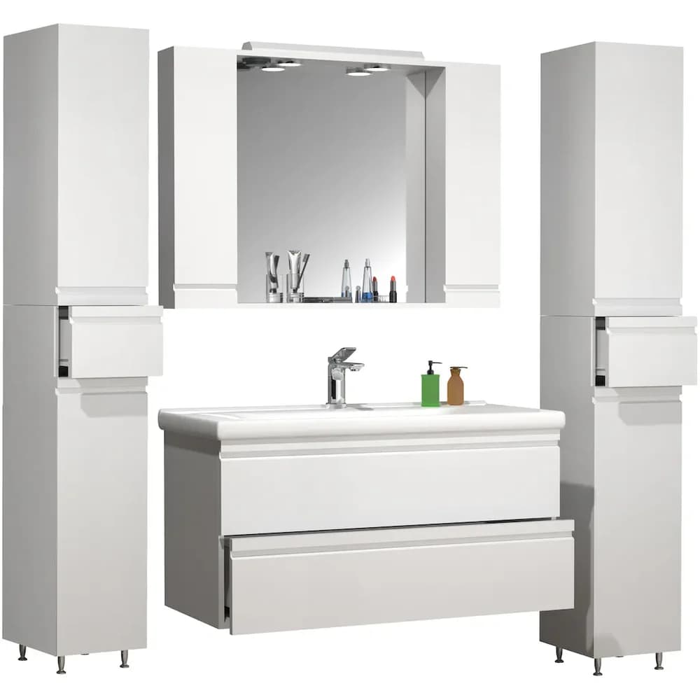 VCM Badmöbel Waschtisch Silora Weiß H. 180 x B. 160 x T. 46 cm