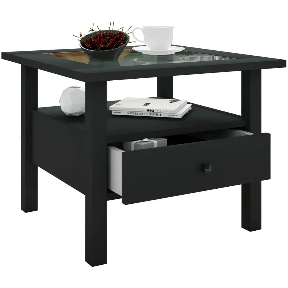 VCM Beistelltisch & Couchtisch Lingis Schwarz H. 42 x B. 54 x T. 54 cm