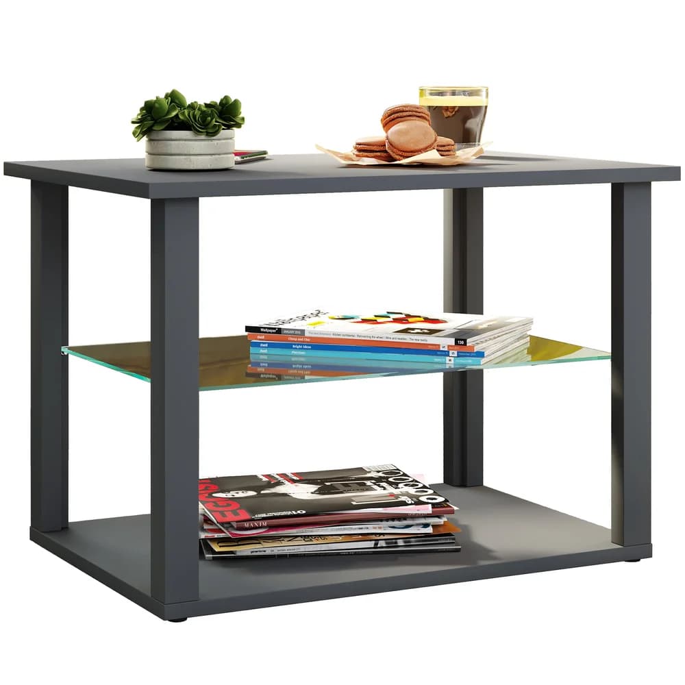 VCM Beistelltisch & Couchtisch Wanilo Anthrazit H. 45 x B. 65 x T. 45 cm