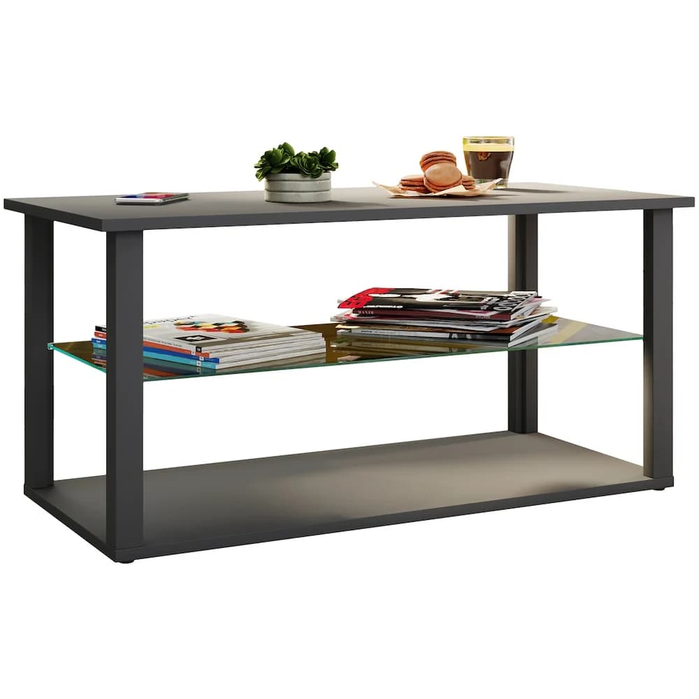VCM Beistelltisch & Couchtisch Wanilo Anthrazit H. 45 x B. 95 x T. 45 cm